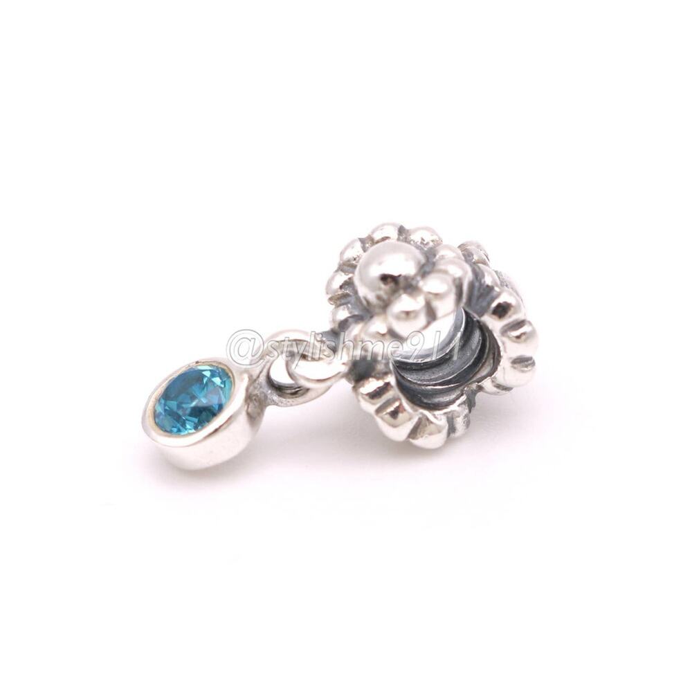 Authentic PANDORA Retired Blue Dew Drop Dangle Charm - Picture 8 of 10
